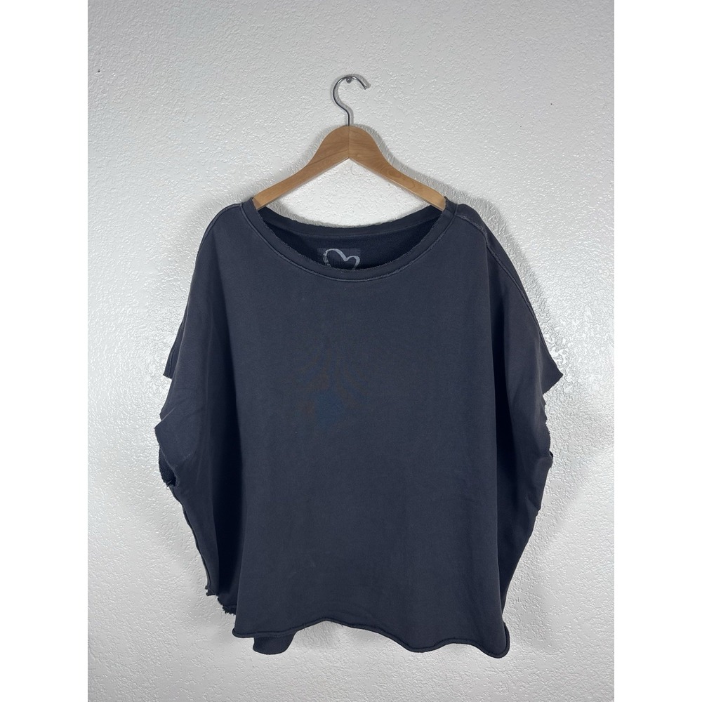 Frank & Eileen Tee Lab Oversized Capelet Sweatshirt Charcoal Black One Size USA